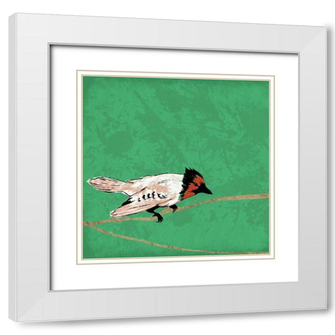 Birds on branch White Modern Wood Framed Art Print with Double Matting by Grey, Jace
