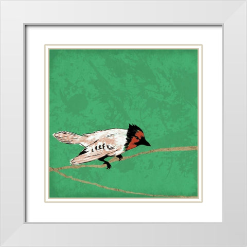 Birds on branch White Modern Wood Framed Art Print with Double Matting by Grey, Jace