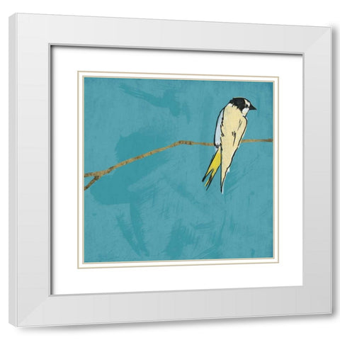 Birds on branch White Modern Wood Framed Art Print with Double Matting by Grey, Jace