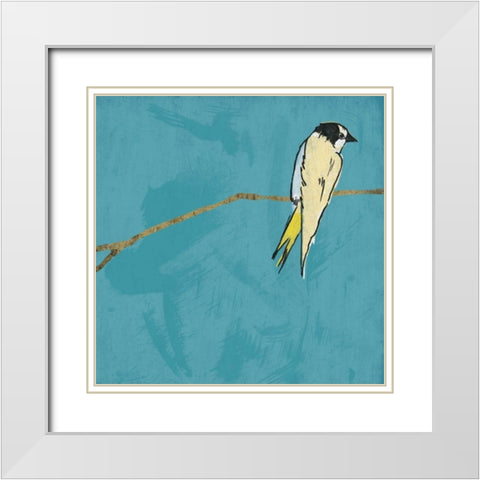 Birds on branch White Modern Wood Framed Art Print with Double Matting by Grey, Jace