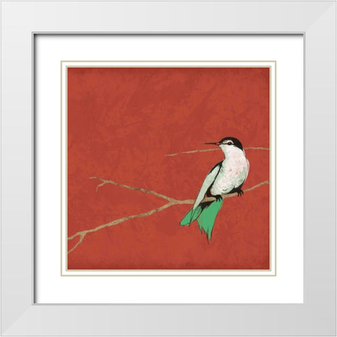 Birds on branch White Modern Wood Framed Art Print with Double Matting by Grey, Jace