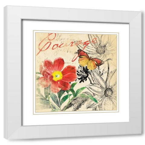 Courage floral White Modern Wood Framed Art Print with Double Matting by Grey, Jace
