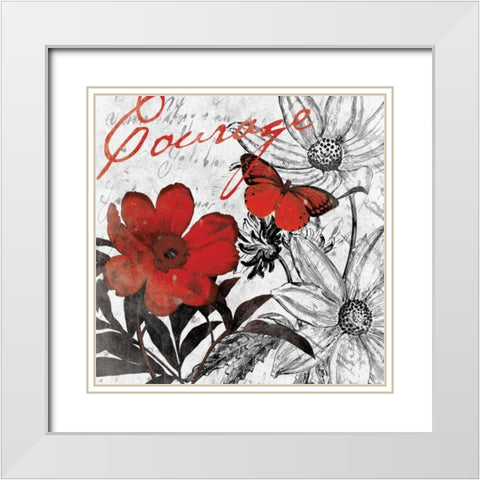 Courage floral White Modern Wood Framed Art Print with Double Matting by Grey, Jace