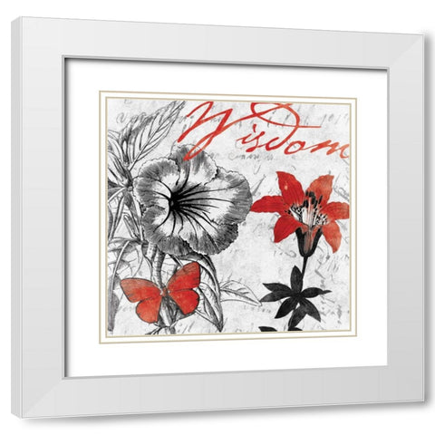 Wisdom floral White Modern Wood Framed Art Print with Double Matting by Grey, Jace