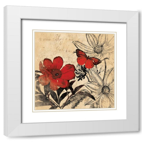 Courage floral NO WORD White Modern Wood Framed Art Print with Double Matting by Grey, Jace