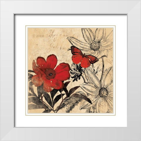 Courage floral NO WORD White Modern Wood Framed Art Print with Double Matting by Grey, Jace