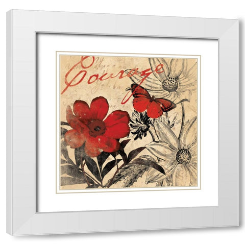 Courage floral White Modern Wood Framed Art Print with Double Matting by Grey, Jace