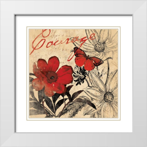 Courage floral White Modern Wood Framed Art Print with Double Matting by Grey, Jace