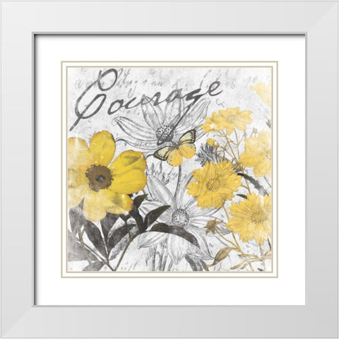 Courage floral White Modern Wood Framed Art Print with Double Matting by Grey, Jace
