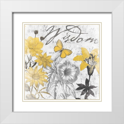 Wisdom floral White Modern Wood Framed Art Print with Double Matting by Grey, Jace