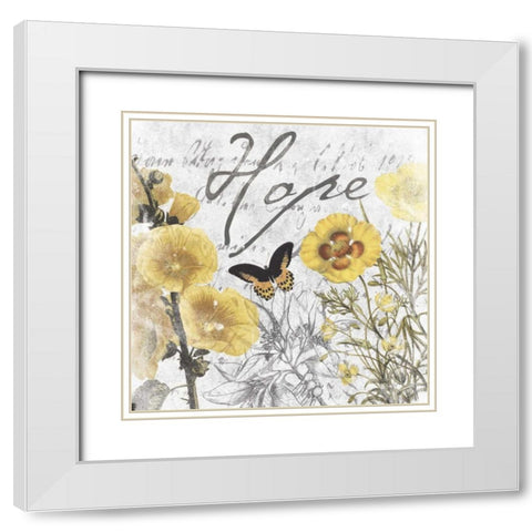 Hope floral White Modern Wood Framed Art Print with Double Matting by Grey, Jace