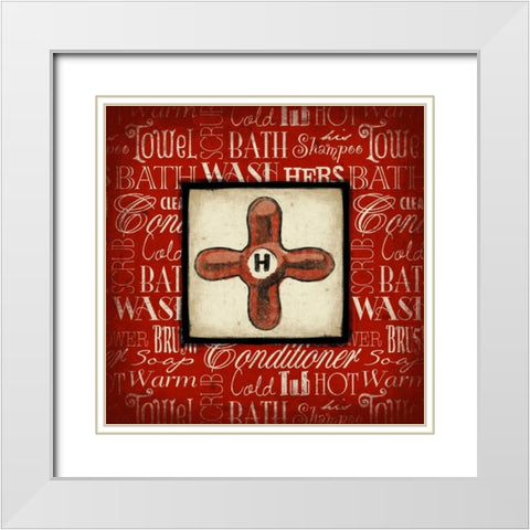 Hot knob Bath White Modern Wood Framed Art Print with Double Matting by Grey, Jace