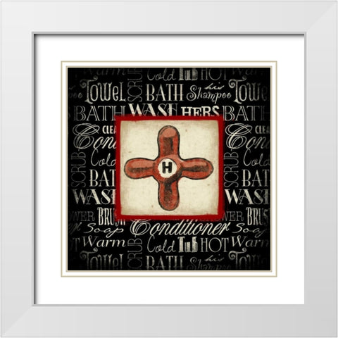 Hot knob Bath White Modern Wood Framed Art Print with Double Matting by Grey, Jace