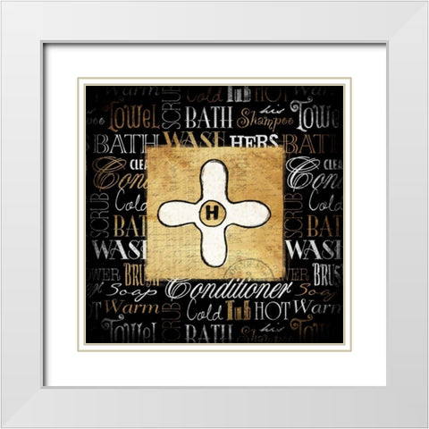 Hot Knob Bath Gold White Modern Wood Framed Art Print with Double Matting by Grey, Jace