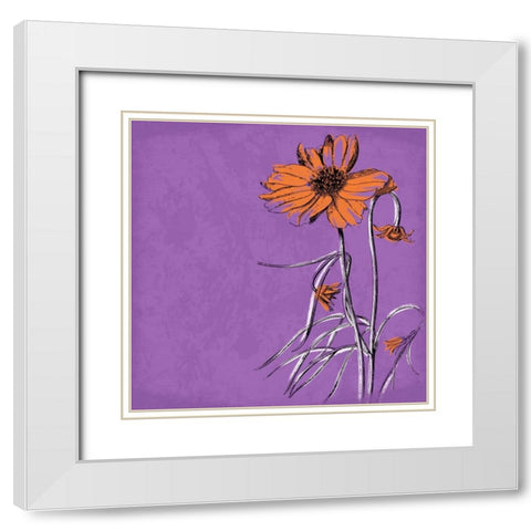 Flowers 2 White Modern Wood Framed Art Print with Double Matting by Grey, Jace