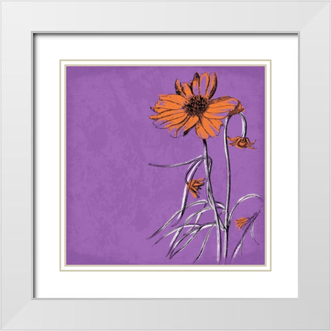 Flowers 2 White Modern Wood Framed Art Print with Double Matting by Grey, Jace