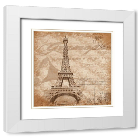 Paris White Modern Wood Framed Art Print with Double Matting by Grey, Jace