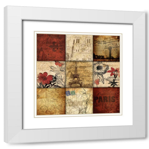 Paris 9 patch White Modern Wood Framed Art Print with Double Matting by Grey, Jace