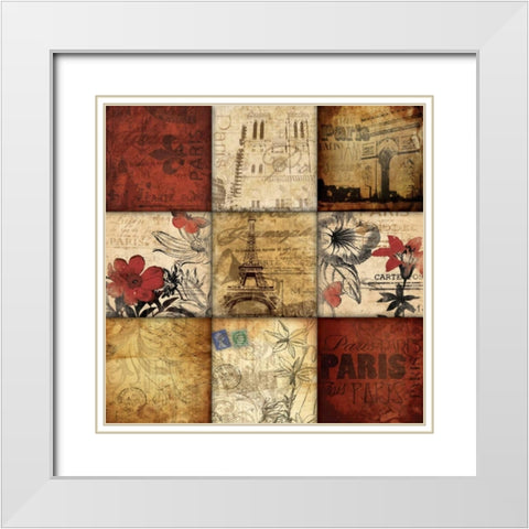 Paris 9 patch White Modern Wood Framed Art Print with Double Matting by Grey, Jace