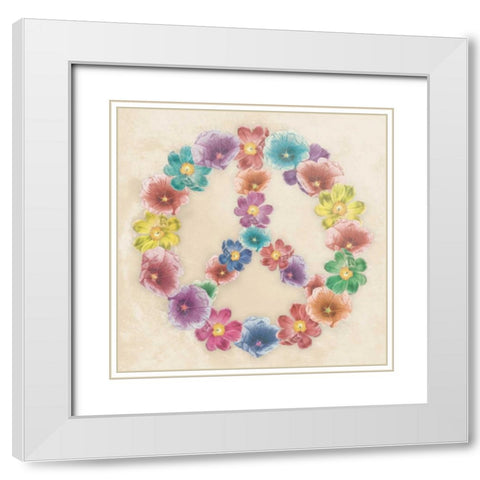 Floral peace White Modern Wood Framed Art Print with Double Matting by Grey, Jace