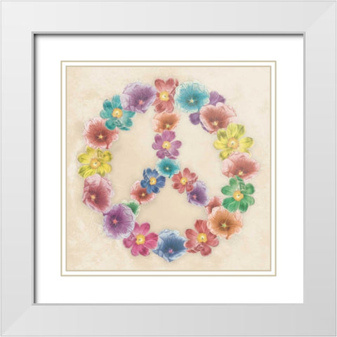 Floral peace White Modern Wood Framed Art Print with Double Matting by Grey, Jace