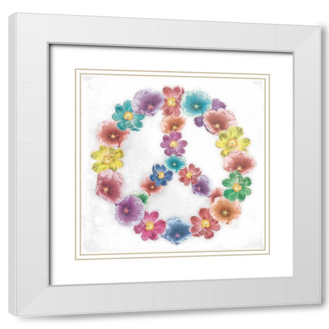 Floral Peace white White Modern Wood Framed Art Print with Double Matting by Grey, Jace