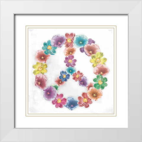 Floral Peace white White Modern Wood Framed Art Print with Double Matting by Grey, Jace