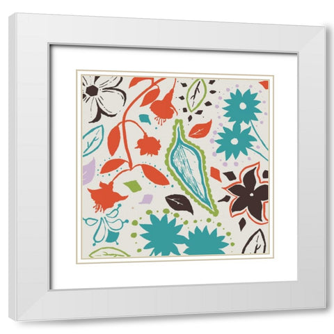 Basic Floral 5 White Modern Wood Framed Art Print with Double Matting by Grey, Jace