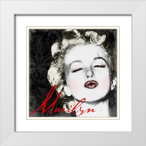 Marilyn Makeup 1 White Modern Wood Framed Art Print with Double Matting by Grey, Jace