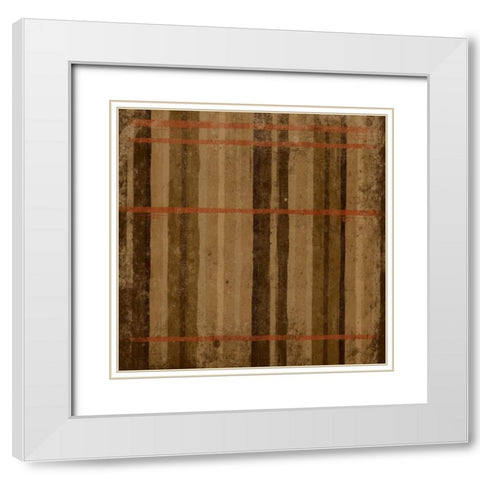 Burnt orange Stripes White Modern Wood Framed Art Print with Double Matting by Grey, Jace