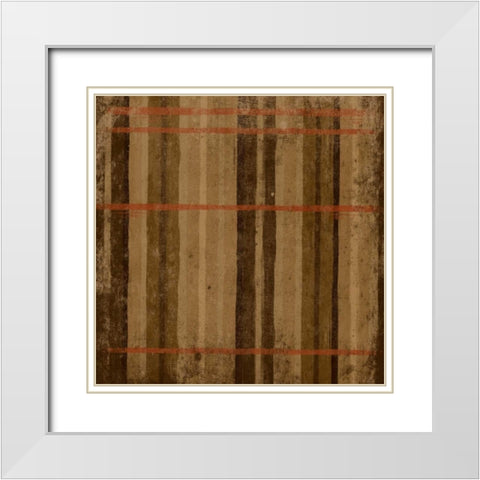 Burnt orange Stripes White Modern Wood Framed Art Print with Double Matting by Grey, Jace