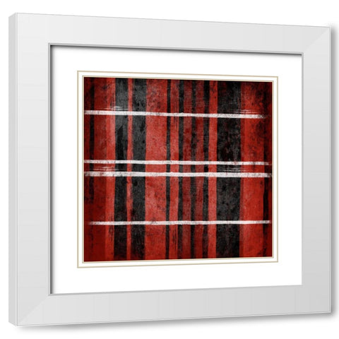 RED Stripes White Modern Wood Framed Art Print with Double Matting by Grey, Jace