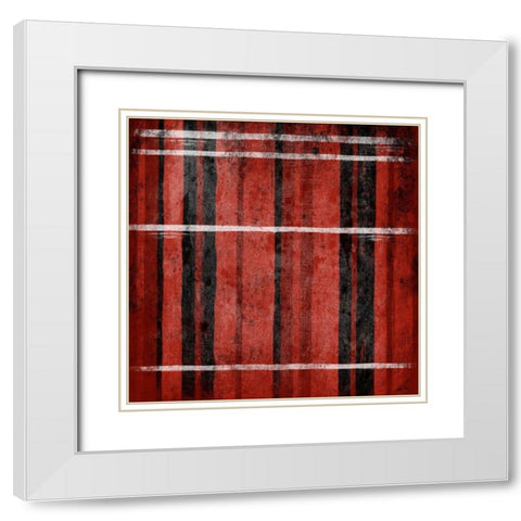RED Stripes White Modern Wood Framed Art Print with Double Matting by Grey, Jace