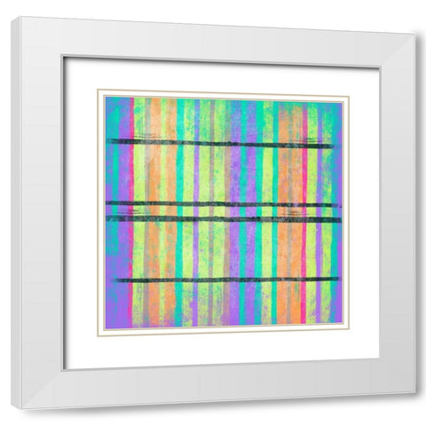Glow Stripes White Modern Wood Framed Art Print with Double Matting by Grey, Jace