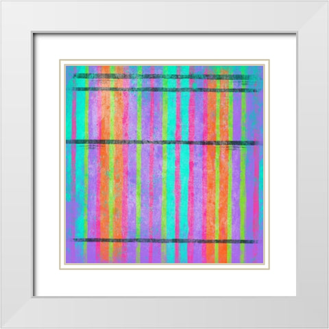 Glow Stripes Mate White Modern Wood Framed Art Print with Double Matting by Grey, Jace