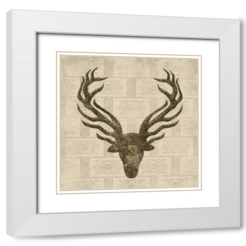 DEER 1 White Modern Wood Framed Art Print with Double Matting by Grey, Jace