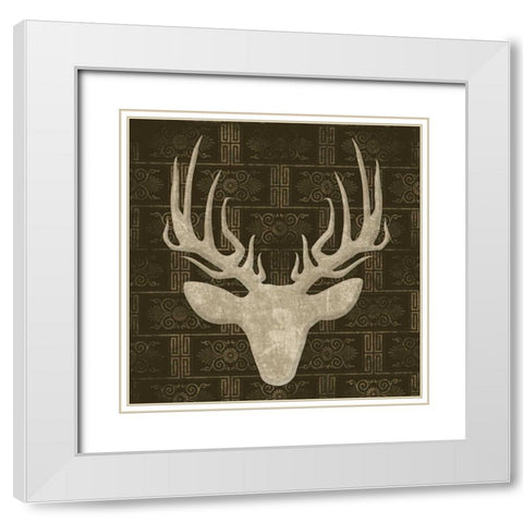 Deer 2 White Modern Wood Framed Art Print with Double Matting by Grey, Jace