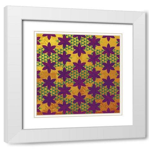 Floral Pattern White Modern Wood Framed Art Print with Double Matting by Grey, Jace