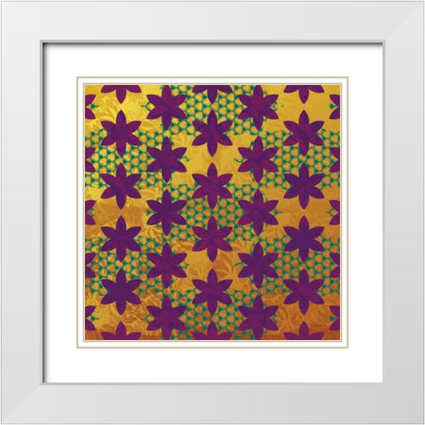 Floral Pattern White Modern Wood Framed Art Print with Double Matting by Grey, Jace
