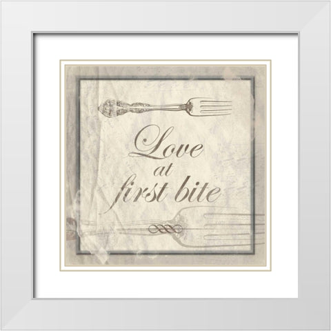 LOVE AT FIRST BITE White Modern Wood Framed Art Print with Double Matting by Grey, Jace