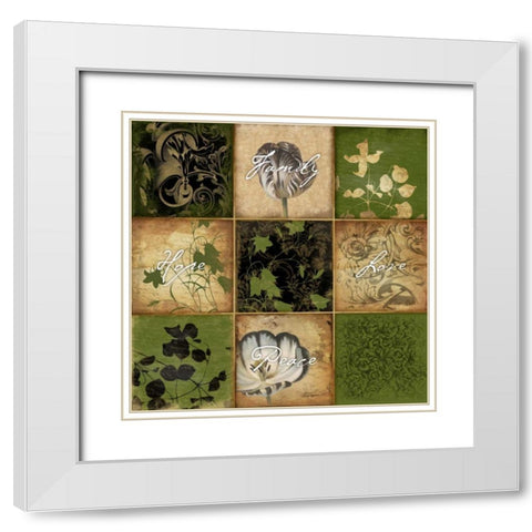 9 patch freen floral 2-2 White Modern Wood Framed Art Print with Double Matting by Grey, Jace