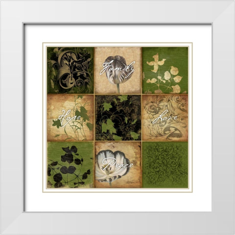 9 patch freen floral 2-2 White Modern Wood Framed Art Print with Double Matting by Grey, Jace