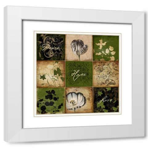 9patch floral2 White Modern Wood Framed Art Print with Double Matting by Grey, Jace