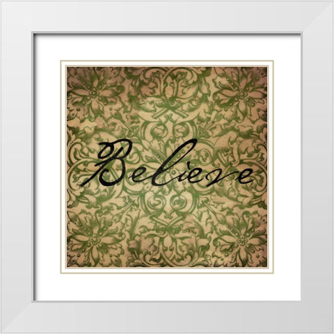 Believe White Modern Wood Framed Art Print with Double Matting by Grey, Jace