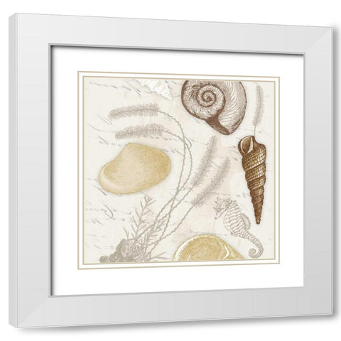Shell 2 White Modern Wood Framed Art Print with Double Matting by Grey, Jace