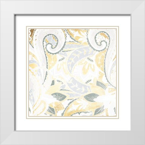 Gold Silver Flourish White Modern Wood Framed Art Print with Double Matting by Grey, Jace