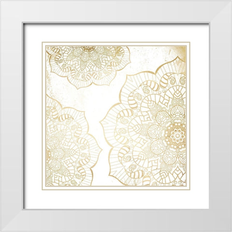 Gold Mandala White Modern Wood Framed Art Print with Double Matting by Grey, Jace