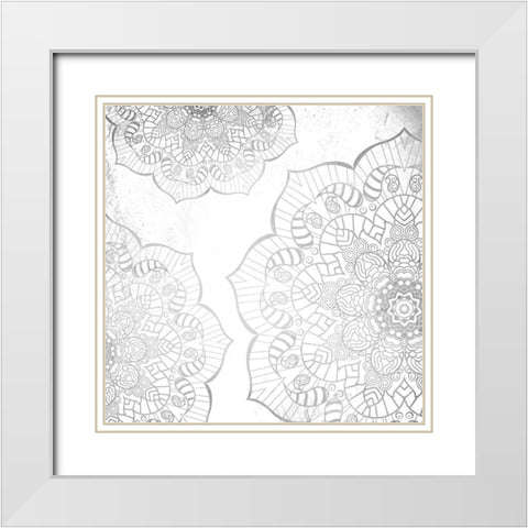 Silver Mandala White Modern Wood Framed Art Print with Double Matting by Grey, Jace