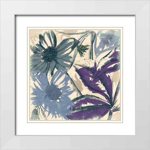 Sketch flowers White Modern Wood Framed Art Print with Double Matting by Grey, Jace