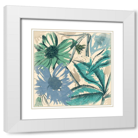 Sketch flowers White Modern Wood Framed Art Print with Double Matting by Grey, Jace